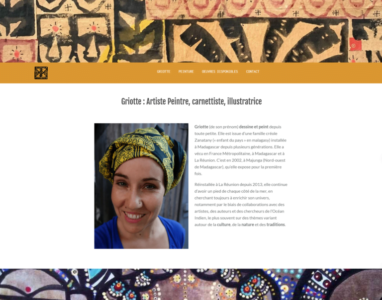 Site web one page de l'artiste peintre Griotte